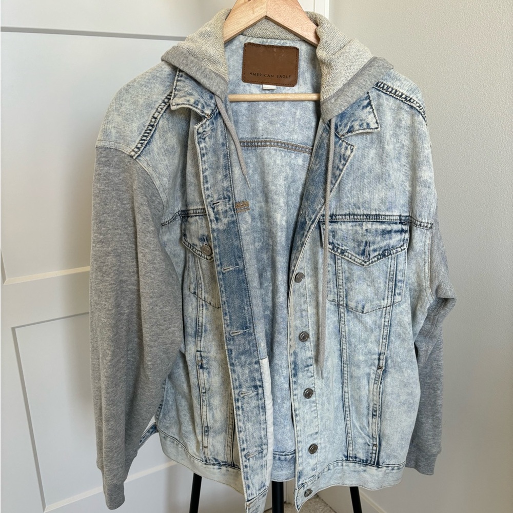 American Eagle Denim Jacket with Sweatshirt Details